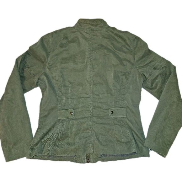 Banana Republic Women's‎ Size 14 Olive Motorcycle Jacket  Zip Up, Tailored Fit - Picture 2 of 6